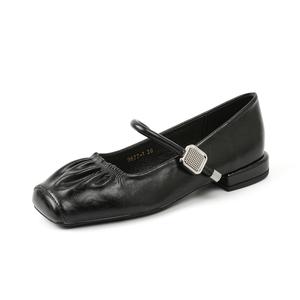 Bamiti Женские туфли Мэри Джейн на массивном каблуке черные, цвет Black