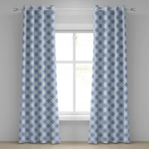 Геометрическая штора на люверсах ABAKUHAUS, мозаичная композиция с узором ромбы, ромбы и шахматная доска, декоративная двухпанельная штора, 280 см x 175 см, серо-голубой оттенок