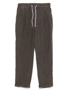 Зауженные льняные брюки Brunello Cucinelli Kids, коричневый