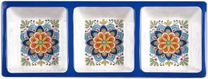 Certified International 28188 Melamine Heavy Weight Collection Portofino 3-секционная сервировочная тарелка, 450 г, длина 36,8 см, зеленый