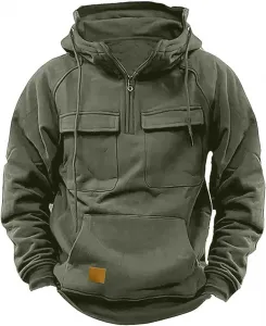 Мужская тактическая толстовка с капюшоном и карманами