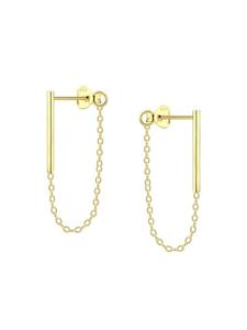 Alexander York Серьги-гвоздики STAB с цепочкой из золота, изготовленные из серебра 925 пробы, комплект из 2 штук
