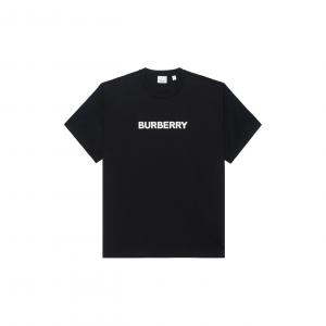 Хлопковая футболка оверсайз с логотипом Burberry, черный