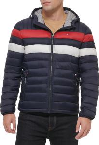 Мужская водонепроницаемая куртка-пуховик с наполнителем Ultra Loft и капюшоном от Tommy Hilfiger, Navy/Red