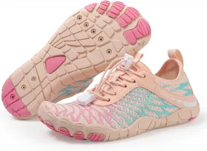 Детская обувь ZWRXW Barefoot для мальчиков и девочек, кроссовки для малышей с широкой носочной частью, быстросохнущие сандалии, дышащие кроссовки для тенниса, противоскользящая обувь для походов, комфортные кроссовки для прогулок, светло-розовый