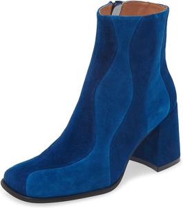 Женские ретро ботильоны Miss Left с закрытым квадратным носком, грубым каблуком, молнией, средним каблуком, комбинированные, осенние, стильные, для работы и повседневной носки, размер 4-16 US, Blue