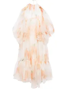 Платье миди Natura из органзы Zimmermann, слоновая кость
