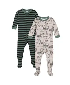 Детская пижама с ножками Snug Fit, хлопковая, 2 шт Gerber, коричневый
