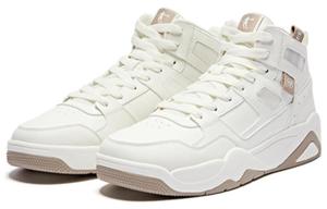 Антискользящие износостойкие высокие скейтбордские кроссовки мужские бело-коричневые QIAODAN