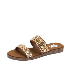 Женские босоножки Deloris с двумя ремешками и стразами в тосте Yellow Box, Toast