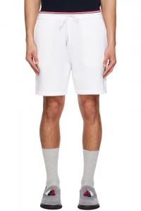 Спортивные шорты из ткани пике с петлевой изнанкой Thom Browne, белый