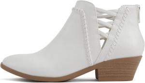 Женские ботильоны Soda Sincere с низким каблуком и эластичными перекрестными ремешками (доступна широкая посадка), White Pu