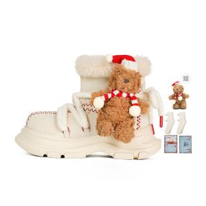 Ouder Шеллер Снежные сапоги унисекс красные экрю (включая рождественские аксессуары для обуви в виде медвежонка), цвет Ecru (Includes Christmas Bear Shoe Accessories)