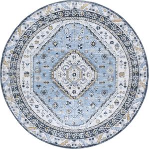 Ковер SAFAVIEH, 201 x 201 см, Bayside Collection, круглый, Blue & Navy, машинная стирка, идеально для гостиной, спальни, домашнего офиса, столовой (BAY118M-7R)