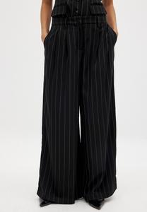 Брюки NA-KD WIDE LEG HIGH WAIST LOOSE, Black White Stripe/Black