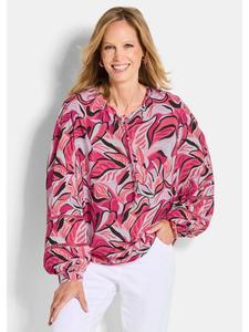 GOLDNER Блузка-рубашка, вискозная блузка с цветочным узором розового цвета / с рисунком