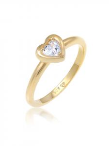 Elli Кольцо из серебра 925 пробы с сердечком в золотой оправе