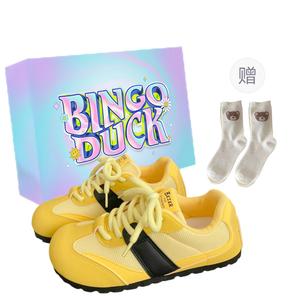 BINGO DUCK Кроссовки для скейтбординга с низким верхом для женщин желтые с носками, цвет Yellow+Socks *1