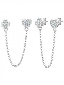 Glanzstücke München Серьги в форме сердца и клевера из стерлингового серебра с фианитами в серебряной оправе