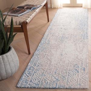 Ковер SAFAVIEH, 69 x 275 см, коллекции Ebony - ковер-дорожка, Blue/Ivory, геометрический дизайн, идеален для помещений с высокой проходимостью в гостиной, спальне, столовой (EBN130M)