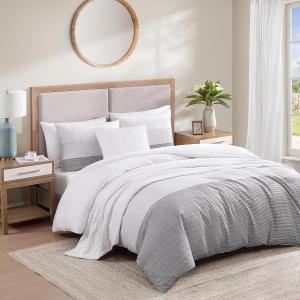 Tommy Hilfiger Комплект постельного белья King (274x259 см), синий Montauk: пододеяльник, простыня, 2 наволочки, из мягкого хлопкового сирсакера, фактурный дизайн