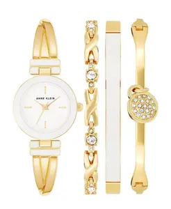 Женский набор браслетных часов Quartz White и Gold-Tone Metal Alloy, 25 мм Anne Klein