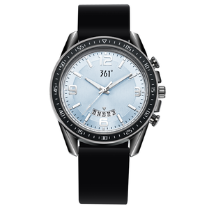 361° Часы мужские с кварцевым механизмом и силиконовым ремешком, черный циферблат