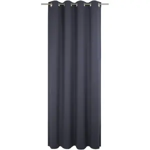 Штора Uni Collection с люверсами, 1 шт., плотная, из 100% органического хлопка Adam, темно-синий