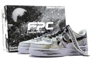 Nike Кроссовки Air Force 1 Footprint Love Letter, износостойкие, низкие, для скейтбординга, унисекс, черные, золотые, серые