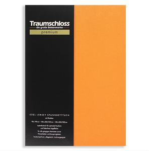Простыня Traumschloss premium из благородного джерси 180-200 x 200-220 см мандариновая 165 г/м², 95 % чесаный хлопок Mako, 5 % эластан