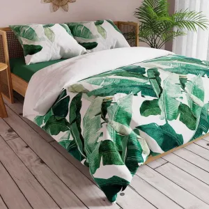 Комплект постельного белья 220x200 хлопок сатин банановые листья зеленый MARKIZETA HOME