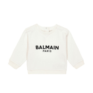 Толстовка из смесового хлопка с логотипом baby Balmain Kids, белый