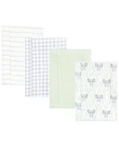 Унисекс Gentle 4-Pack хлопково-полиэстер фланелевые слюнявчики для малышей Hudson Baby, зеленый