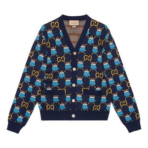Кардиган Gucci GG Animal Cotton Wool Jacquard Cardigan 'Blue' 736024-XKC2Q-4804, синий