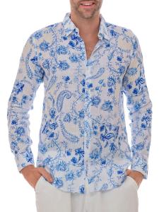 Льняная рубашка с цветочным принтом Ranee's, белый