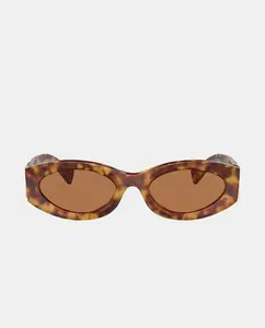 Женские овальные солнцезащитные очки из ацетата havana Miu Miu, коричневый