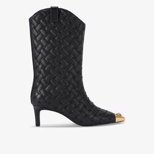 Сапоги Regent из стеганой телячьей кожи с отделкой из кристаллов на каблуке Kurt Geiger London, черный
