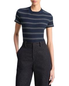 Полосатая футболка с коротким рукавом и круглым вырезом Vince, синий