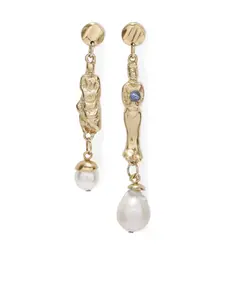 Скульптурные серьги-подвески с жемчужным декором Ermanno Scervino, золотой