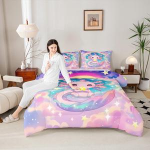 Erosebridal Детское одеяло Axolotl с принтом облаков звезд и радуги в морском стиле, Pink Purple