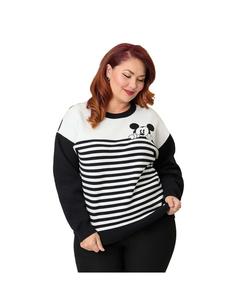 Свитер с длинными рукавами больших размеров Unique Vintage, Black & white mouse stripe