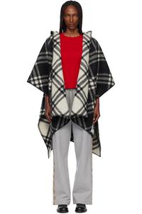 Burberry Двусторонняя накидка из черной шерсти в клетку
