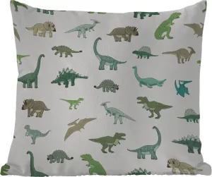 Подушка для улицы - Динозавр - Зеленый - Для мальчиков - Коричневый - Детский - Узор - 60 x 60 см - Водонепроницаемая - Подушка для отдыха - Декоративная - Подушка для сна MuchoWow