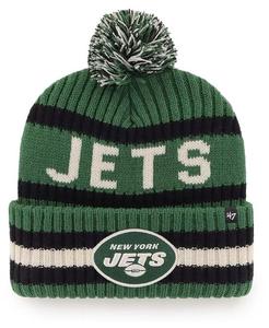 Мужская зеленая шапка New York Jets Bering Cuff Pom Knit '47 Brand