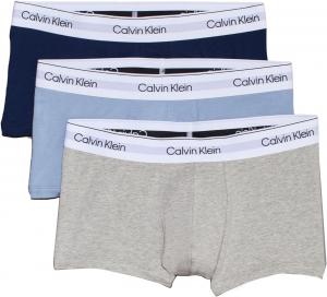 Комплект из 3 мужских современных хлопковых трусов-боксеров Calvin Klein с низкой посадкой, New Navy/Troposphere/Grey Heather