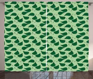 Штора ABAKUHAUS Деревенские листья, небрежный рисунок листвы, тесьма для спальни, собранная в складки, с петлями и крючками, 280 x 225 см, светло-зеленый и папоротниково-зеленый Abakuhaus