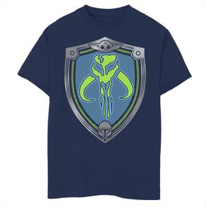 Футболка с рисунком «Звездные войны: мандалорский неоновый щит» для мальчиков 8–20 лет Licensed Character