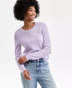 Женский миниатюрный свитер с круглым вырезом и длинными рукавами из 100% кашемира Charter Club, фиолетовый