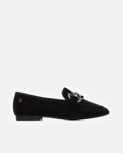 Женские плоские мокасины с острым носком и декоративной пряжкой Xti, черный