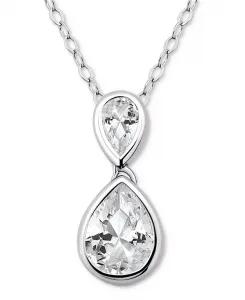Ожерелье с подвеской в форме груши из кубического циркония (3-3/4 карата) из стерлингового серебра, 16 дюймов + 2-дюймовая удлинительная вставка Giani Bernini, silver
